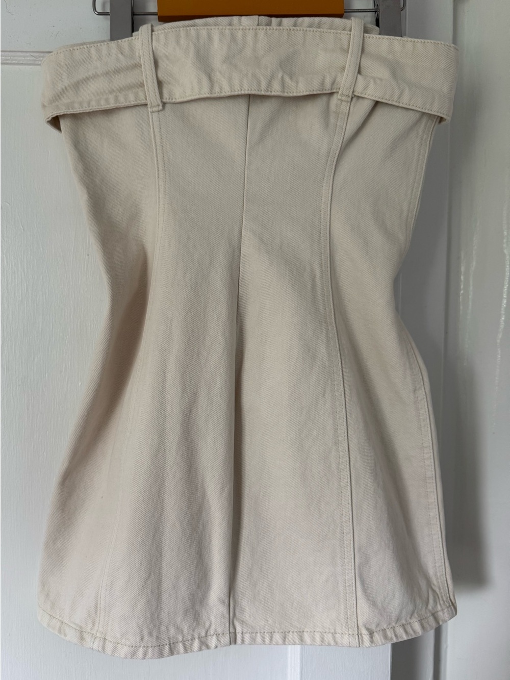 Meshki Cream Denim Mini Dress - Picture 3 of 10